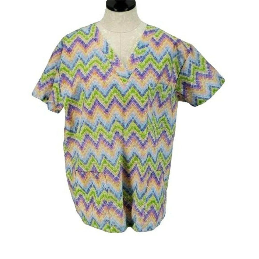 Just Love XL chevron spring bright‎ color Scrub Top